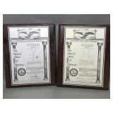 2 Wooden Plaques From United States Patent Office