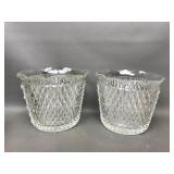 Vintage Indiana Glass Diamond Point Jardinieres