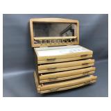 Vintage Wooden Jewelry Box W Brass Pulls