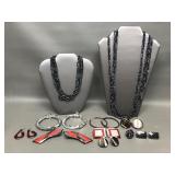 Hematite Beaded Multristrand Necklace & Retro