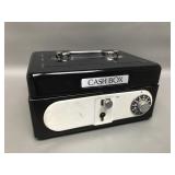 Mini Black Steel Bank Cash Box W Combination Lock