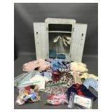 Vtg Metal Barbie Closet & Doll Clothing Including