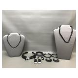 Vintage Black Acrylic Costume Jewelry