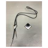 Sterling Silver Bolero Tie & Brooch Pendant