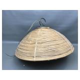 Rattan Mid Century Modern Brass Pendant Lamp