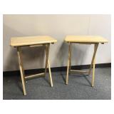 Pair Light Wooden Dinner Tray Snack Tables