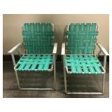 Vintage Aluminum Lawn Chairs Green/white Woven Web