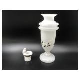 Manganese Glow Toothpick Holder & Vtg Painted Vase