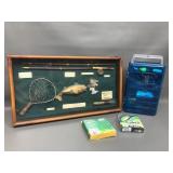 Vtg Fishing Shadowbox, Fishing Line & Tackle Box