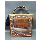 Handmade Cigar Box Painted/etched Wood Purse