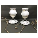 Vintage Painted Milk Glass Boudoir Lamps