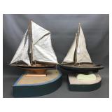 Vintage Handmade Wooden Sailboats & Retro Displays