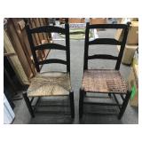 Vtg Black Painted Ladderback Side Chairs