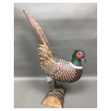 Handpainted Wooden Siris Pheasant Decoy Statue