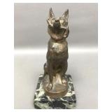 Antique Bronze German Shepherd Dog Figurine On