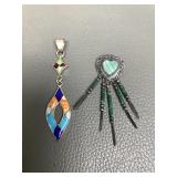 Sterling Silver Navajo Malachite Necklace Pendants