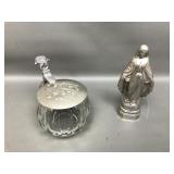 Art Nouveau Glass Lidded Stein & Pewter Mary