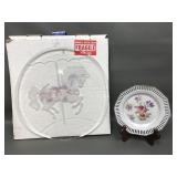 Pressed Glass Carousel Horse Platter & Bavarian