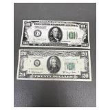 1928 100 Dollar 'gold Note' &1963 $20 Bill
