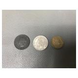 1882 Ca Penny & Mexican Coins