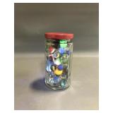 Vintage Marbles In Glass Bottle *some Glow!