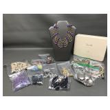 Vtg Dry Cake Tin W Costume Jewelry Necklaces