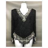 Lawrence Kazar Xl Silk & Beaded Blouse