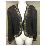 Leslie Faye Evenings Silk & Beaded Womens Jacket