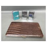 Vintage Zippo And Continental Lighters And Case