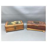 Vintage Hard Carved Wooden Jewelry Boxes