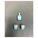Sterling Silver Mexico Turquoise Pendant & Earring
