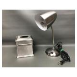 Pelham Tissue Cube & Stainless Gooseneck Lamp