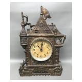 Antique Cast Iron Castle Clock By Golden Clock Co