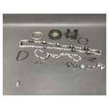 Shadowbox Design Bangle Bracelet & Silver Tone