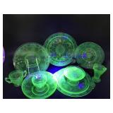 Uranium Glass Anchor Hocking Cameo Pattern