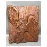 Artist Signed Eagle Carved Wooden Plaque