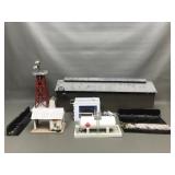 O Scale Model Railroad Bridge, Ford Dealer, Tower