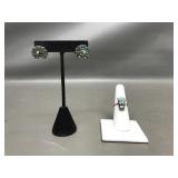 Vtg Sterling Silver Cachini Ring & Earrings