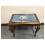Antique Piano Stool Needlepoint Floral Top W Queen