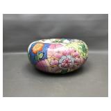 Tobacco Leaf Lidded Pumpkin Ceramic Jar