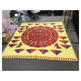 Aztec Sun Stone Calendar Textile Throw Blanket