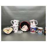 Betty Boop Ceramic Collectors Plate, Mugs, Clock