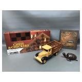 Carved Wood Turtle, Folk Art Copper Piece & More