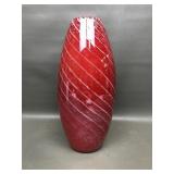 Vibrant Red Art Glass Swirl Vase