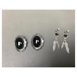 Vtg Sterling Silver Southwestern Style Earrings