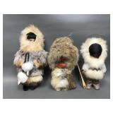 Vintage Inuit Eskimo Dolls Real Fur Clothes