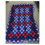 Vintage Crochet Granny Square Handmade Blanket