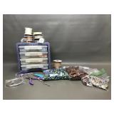 Assortment Of Glass & Plastic Beads, Buttons, &