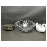 Art Nouveau Style Repousse Trinket Box, Ceramic