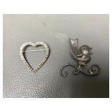 Vintage Signed Sterling Silver Brooch Pins